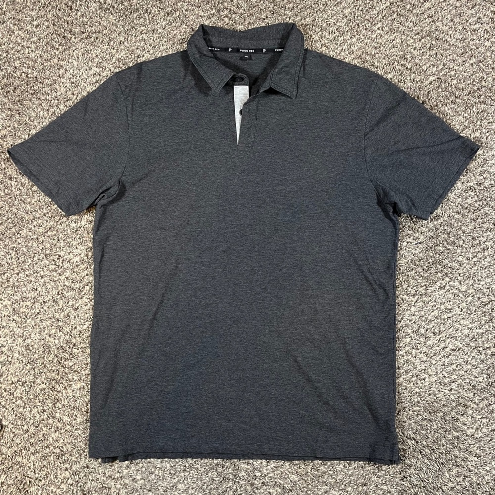 Public Rec Mens XL Go-To Polo Shirt Charcoal Grey Pima Cotton Blend Stretch